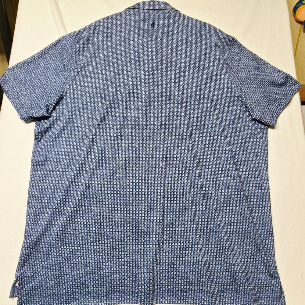 Johnnie-O Polo Shirt Men's XXL Blue Geometric Print UPF 50 Stretch Performance - Picture 7 of 8